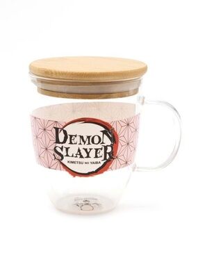 Demon Slayer Glass Mug with Bamboo Lid - Pink Accent
